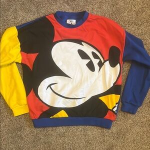 Disney Red and Yellow Crewneck Sweater with Cartoon Design